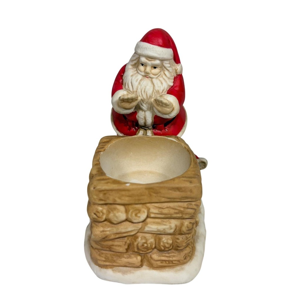 VTG PartyLite Santa Chimney Candle Ceramic 1990s Christmas Mouse Japan MCM - Picture 2 of 10